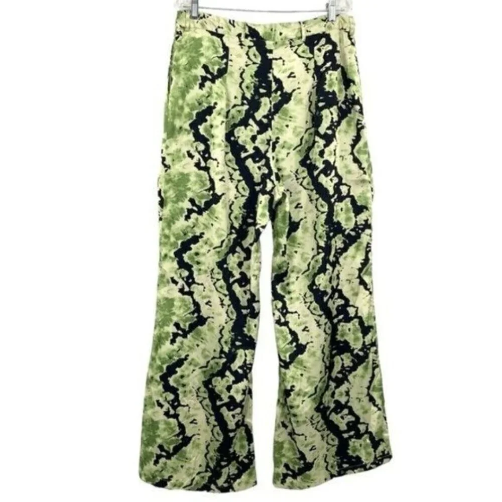 Nasty Gal Tie Dye Satin High Waist Flare Pants